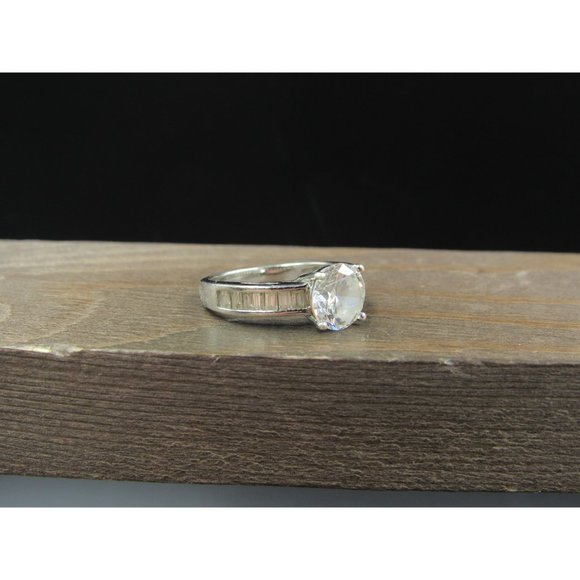 Size 6.25 Sterling Silver Round Cubic Zirconia With Channel Accents Band Ring - Picture 2 of 8